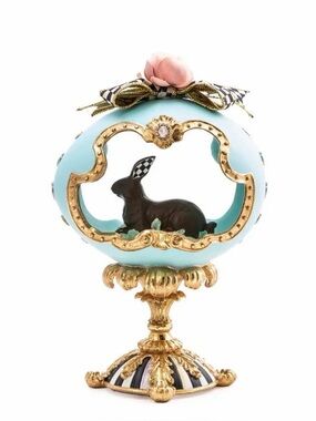 MacKenzie-Childs Turquoise & Gold Bunny Egg Centerpiece